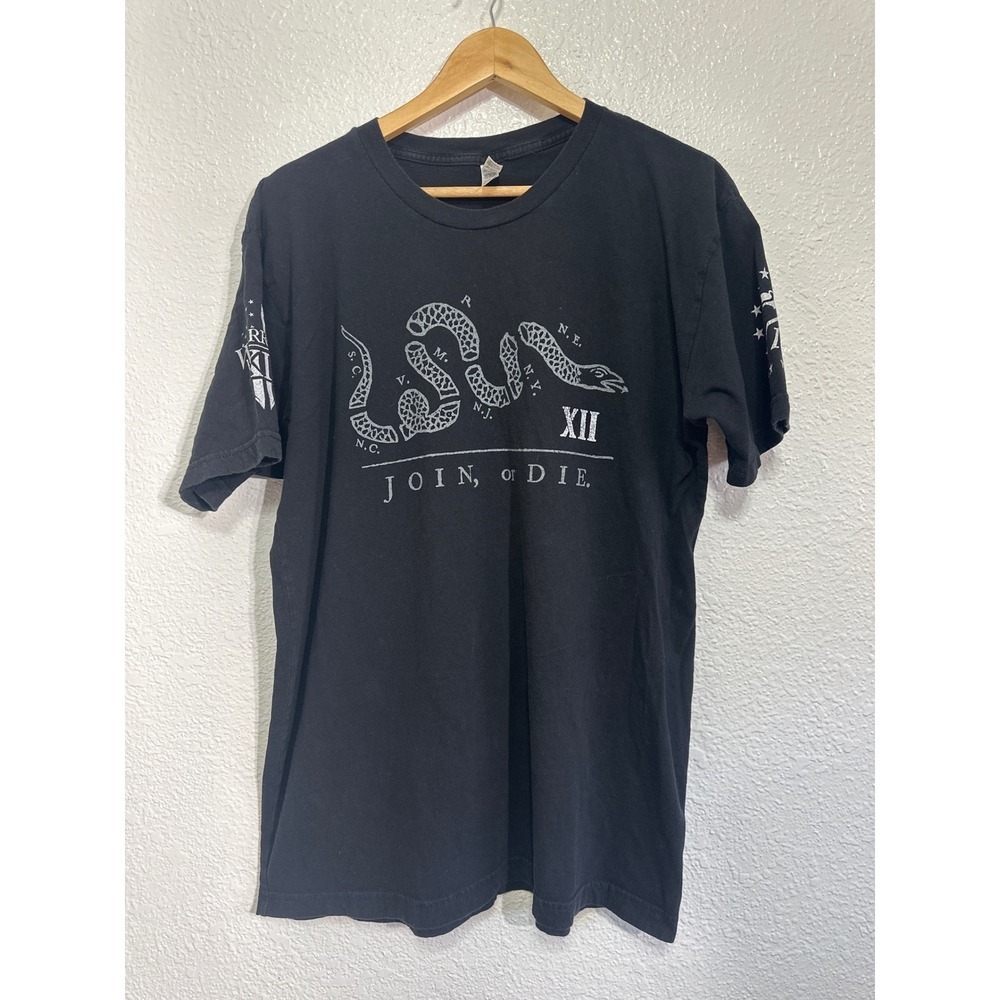 American Apparel Warrior 12 Join or Die Graphic T-Shirt Patriotic XII 1776
